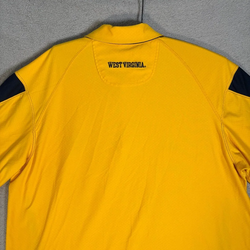 Nike Dri Fit Polo Shirt Men XL West Virginia Mountaineers Yellow Navy Athleisure